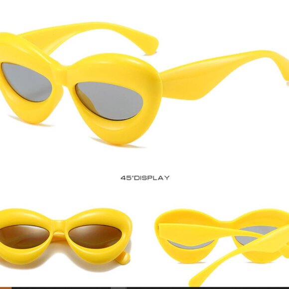 Women Sunglasses Fashion Celebrity Style Yellow Frame Thick Frame Outdoor Party - Picture 2 of 5